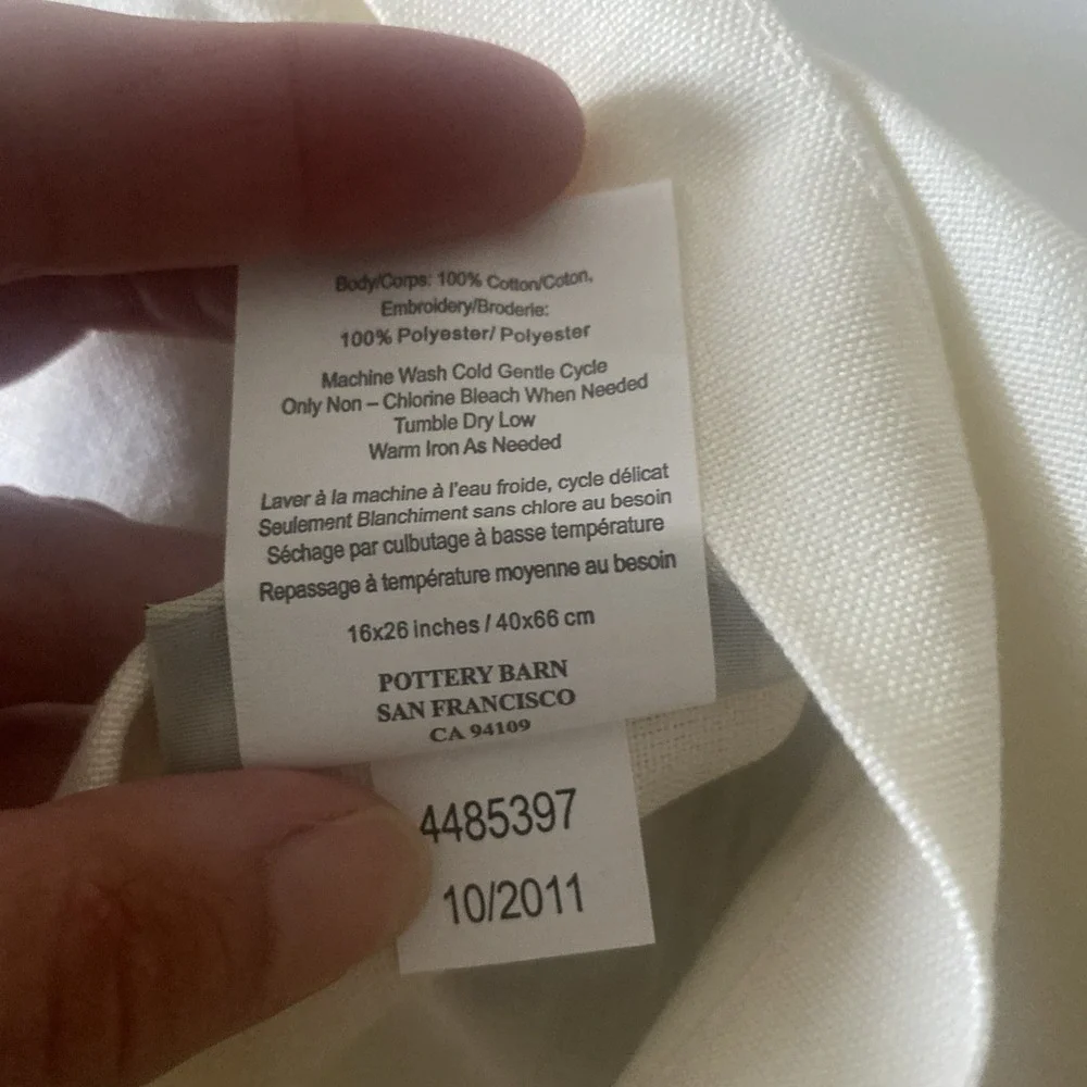 Pottery Barn Embroidered Lumbar Pillow Cover 16x26